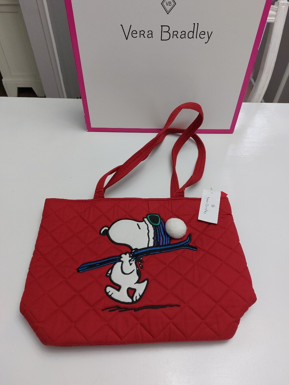 Vera Bradley Small Vera Tote Embroidered Ski Slope Snoopy NWT